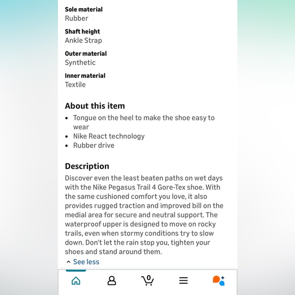 NWOT NIKE Pegasus Trail 4 GTX Gore-Tex Sanddrift mineral teal. Size US 8, Eur 39 - Picture 11 of 11